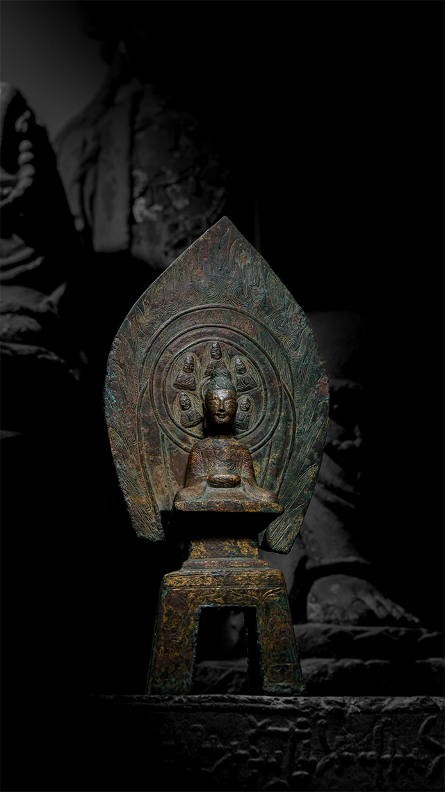 【最新品人気】南北朝 銅鎏金三尊佛像 中国 古美術 仏像